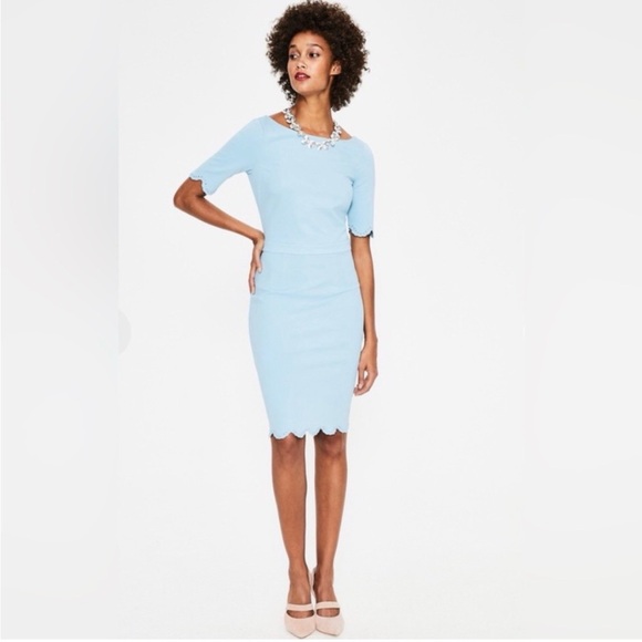 Boden NWT Emma Ponte Dress Light Blue Size 8P - Picture 2 of 7